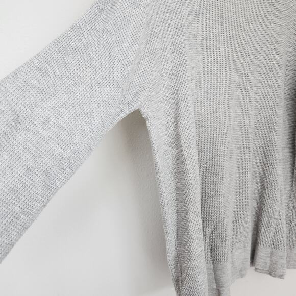 American Eagle Grey Waffle Knit Lace-Up Long Sleeve Sweater Top XL - Picture 5 of 6